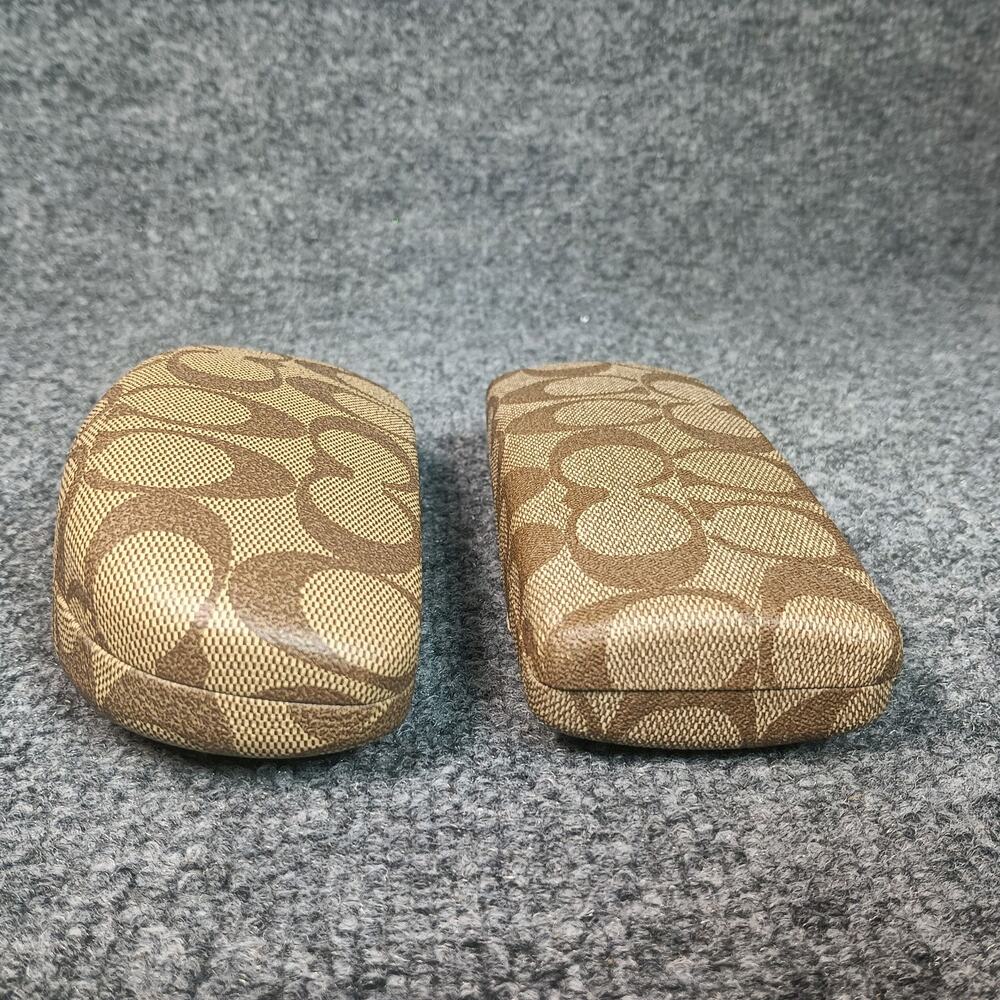 Coach Eyeglass Case Brown Signature Monogram Hard Clamshell 2ct - Picture 5 of 10